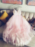 A Line Spaghetti Straps Tulle Pink Prom Dress LBQ0529